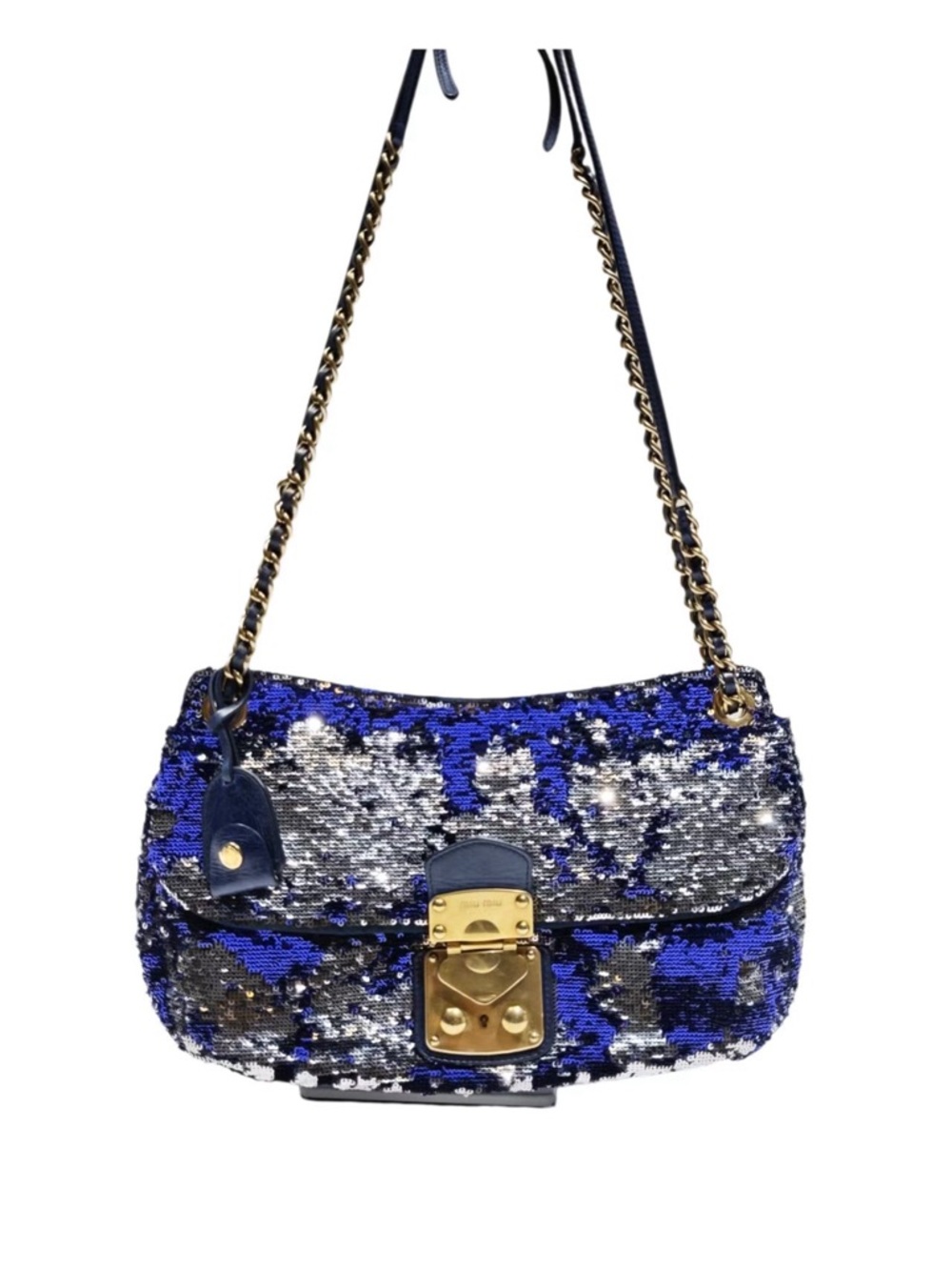 Miu Miu Coffer Multi-Color Glitter Leather Shoulder / Crossbody Bag